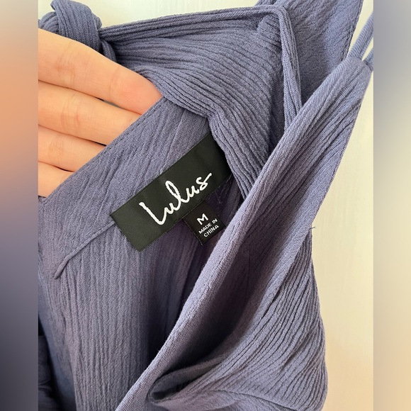 Lulu’s Adrift Slate Blue Tie Tank Top - Picture 6 of 6